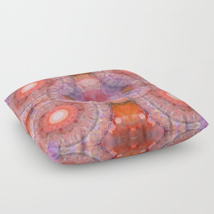Heart Song - Red And Purple Mandala Art Floor Pillow