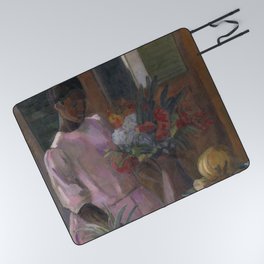 African American Masterpiece Rose Sets Easter Lilies at the Table still life by Astrid Holm Picnic Blanket