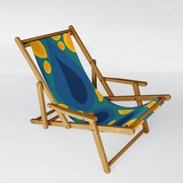 Abstract blue and yellow leaves pattern minimal Sling Chair
