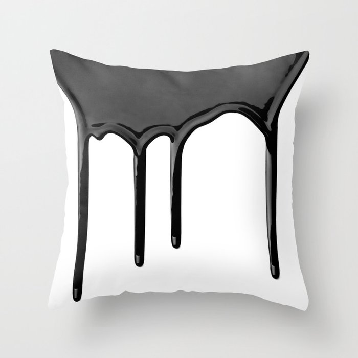 Black paint drip Throw Pillow