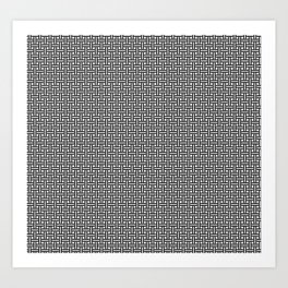 Geometric black and white basketweave Art Print