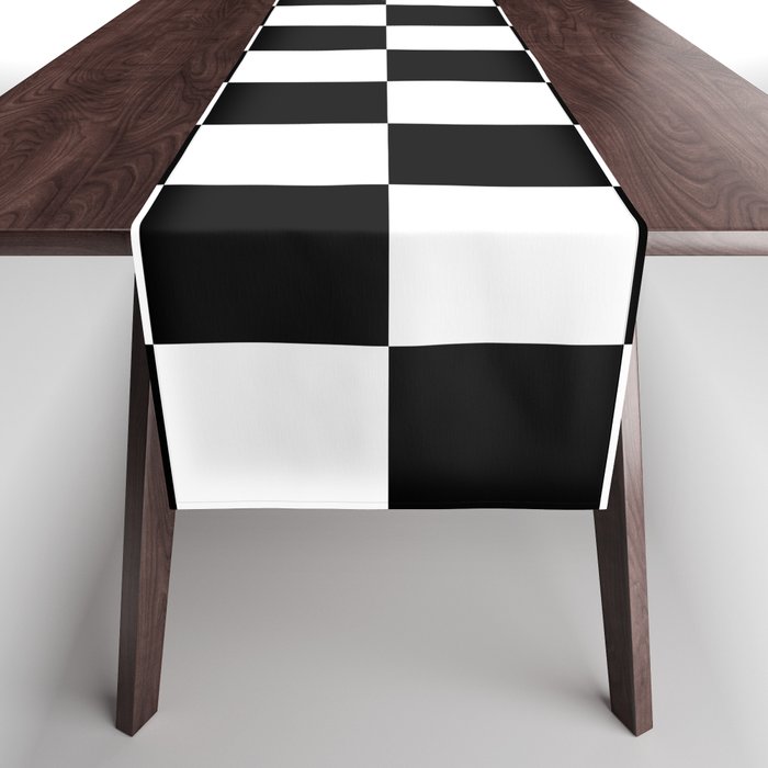 Lowest Price On Site - Checkerboard Black and White Squares Table Runner