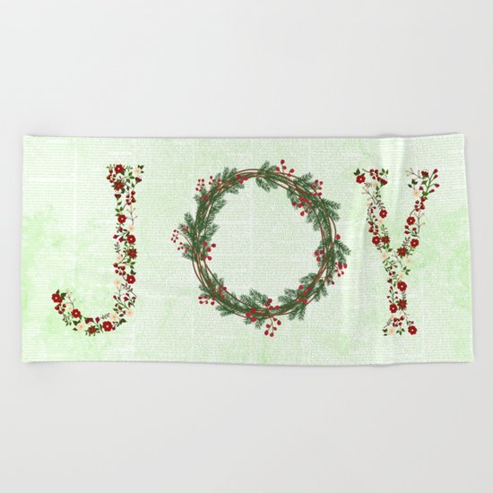 Joy Wreath #3 Beach Towel