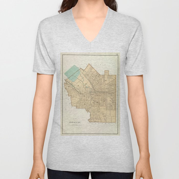 Vintage Map of Syracuse New York (1895) V Neck T Shirt