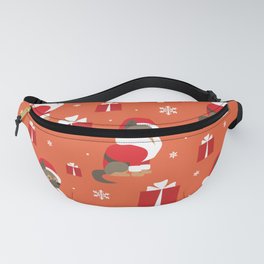 Colorful Seamless Pattern with Cute Dog in Christmas Costume 02 Fanny Pack