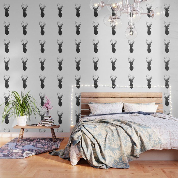 Deer Head With Trendy Double Exposure Silhouette Wallpaper