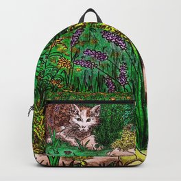 Cat in Flower Garden Backpack