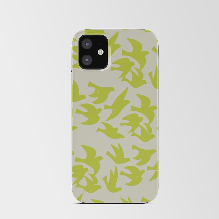 Chartreuse bird silhouette pattern iPhone Card Case