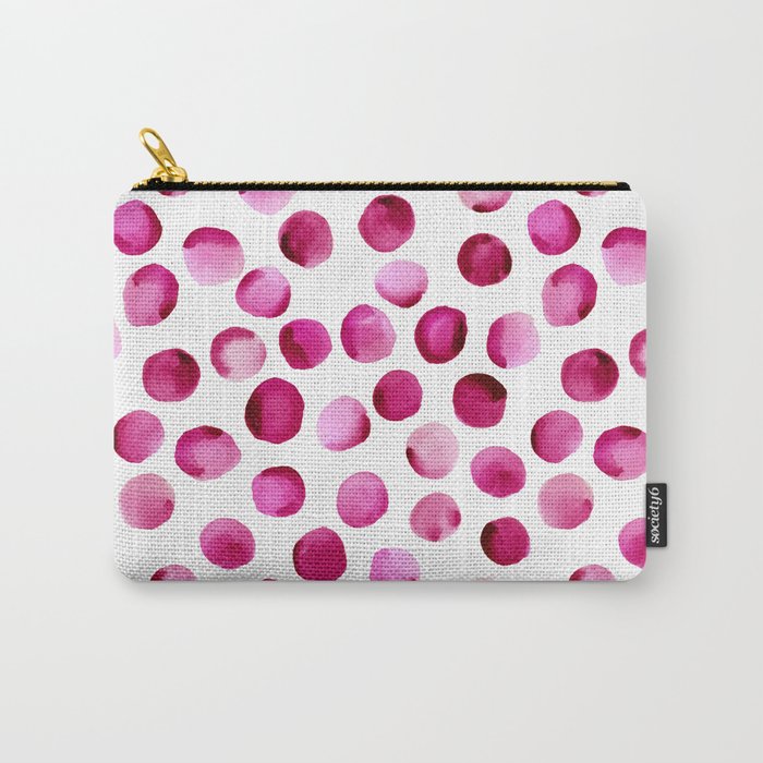 Watercolor Dots // Deep Cerise Carry-All Pouch