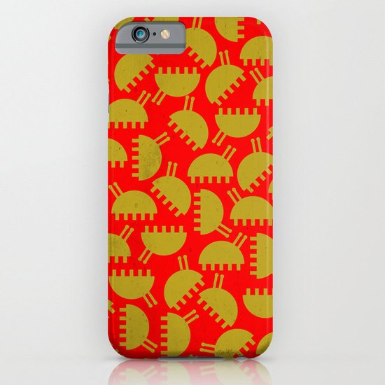 Happy green bugs on red. iPhone & iPod Case