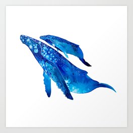 Humpback Whale Mother and Calf Art Print