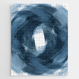 Blue Modern Abstract Brushstroke Painting Vortex Jigsaw Puzzle