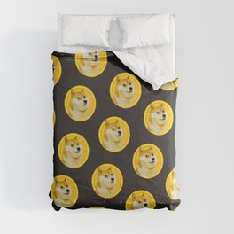 Dogecoin Cryptocurrency Pattern Comforter