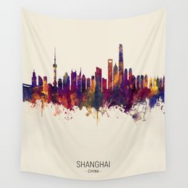 Shanghai China Skyline Wall Tapestry
