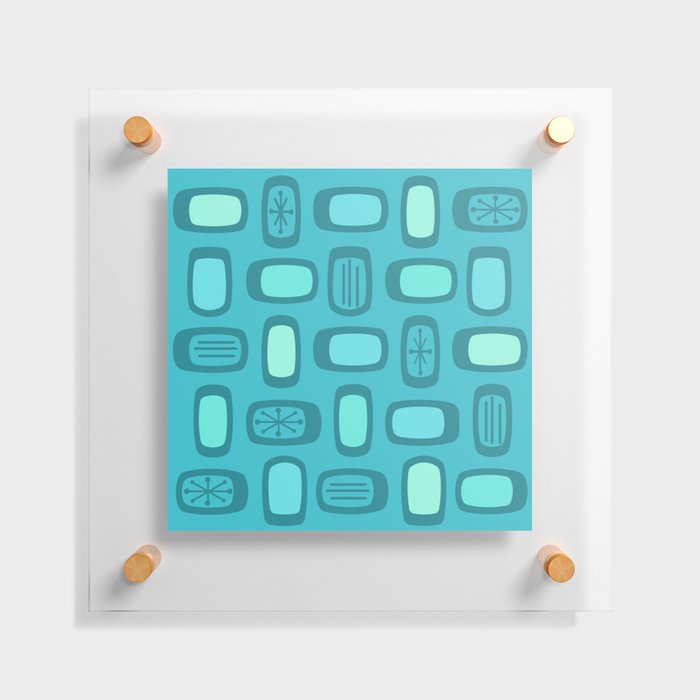 Midcentury MCM Rounded Rectangles Ocean Green Floating Acrylic Print