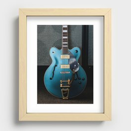 Blue western guitar | Guitar Framed art print | instrument photography Recessed Framed Print