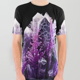 Mauve Majesty Crystal Cluster All Over Print T-Shirt All Over Graphic Tee