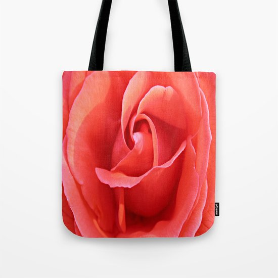 Salmon Floral Rose Abstract Tote Bag
