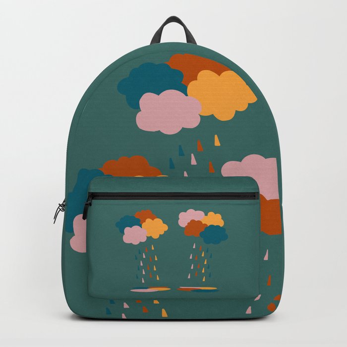 Colorful clouds and rain drops pattern Backpack