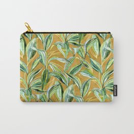 Leaves + Lines in Gold, Tan and Green Carry-All Pouch