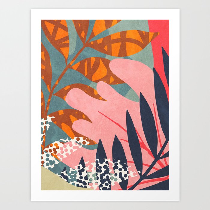 Abstract Boho Tropical Foliage 2 Art Print