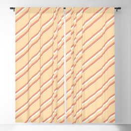 [ Thumbnail: Tan, Dark Salmon & Mint Cream Colored Lines Pattern Blackout Curtain ]