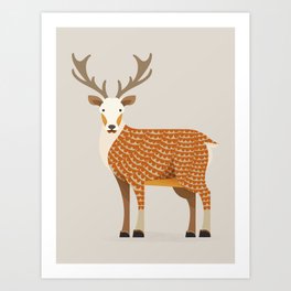 Whimsical Red Deer Art Print