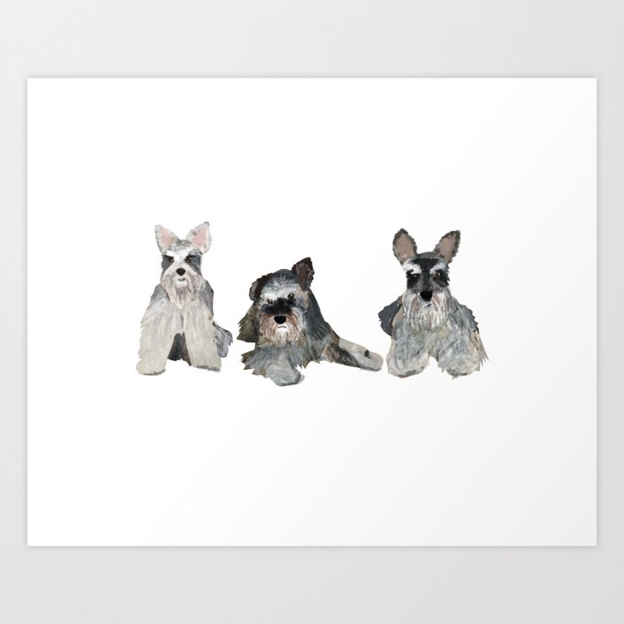 Three Schnauzers Art Print