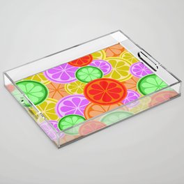 FRUITY CITRUS PATTERN BIG BOLD ORANGES LEMONS AND PINK GRAPEFRUIT WITH LIMES Acrylic Tray