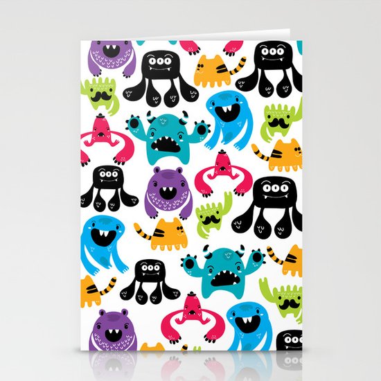Monster pattern Stationery Cards