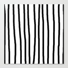 Simply Drawn Vertical Stripes in Midnight Black Canvas Print