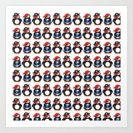 Pirate penguin pattern Art Print