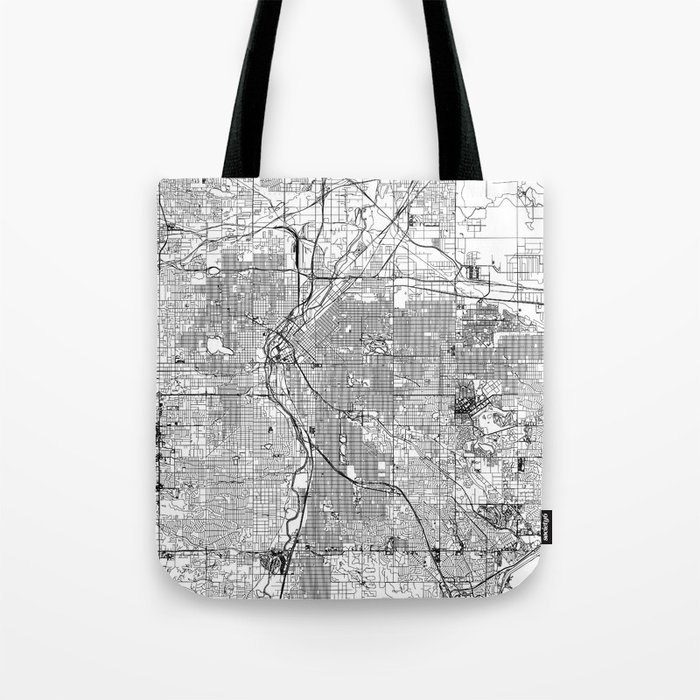 Denver White Map Tote Bag