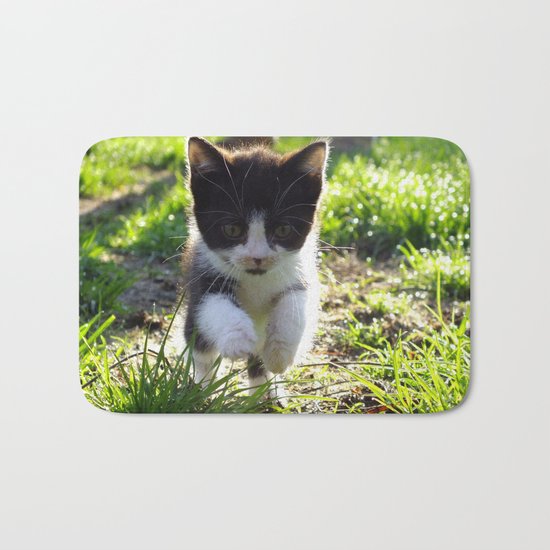 A Tuxedo Kitten Named Seven Bath Mat