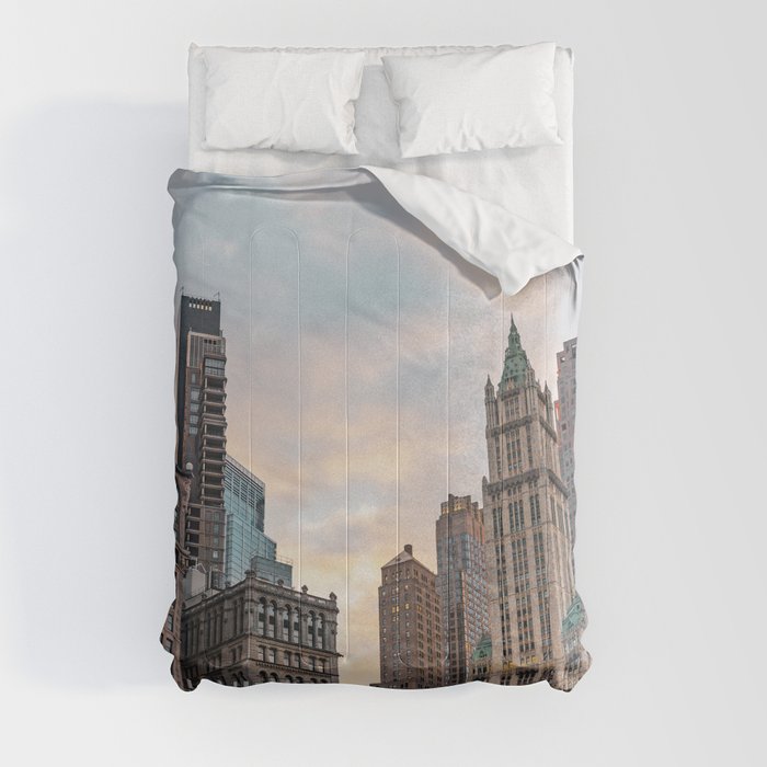 Architecture in NYC at Sunset | Travel Photography Comforter