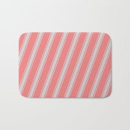 [ Thumbnail: Light Coral & Light Gray Colored Stripes Pattern Bath Mat ]