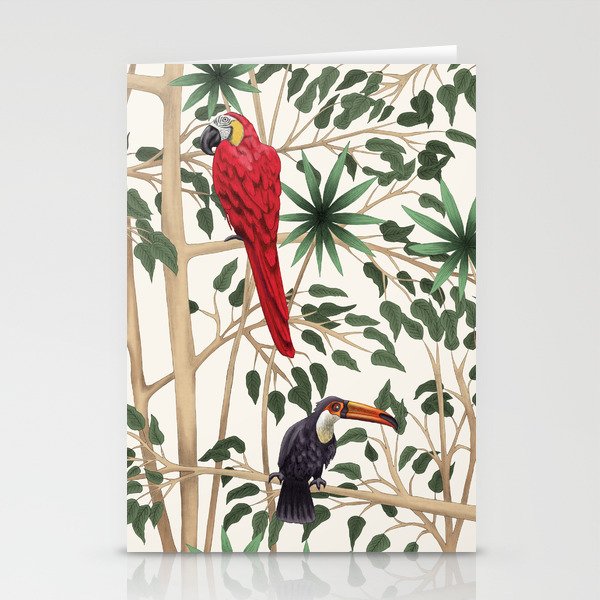 Red Parrots and Pelicans Stationery Cards