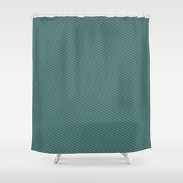 [ Thumbnail: Dark Olive Green & Blue Colored Pattern of Stripes Shower Curtain ]