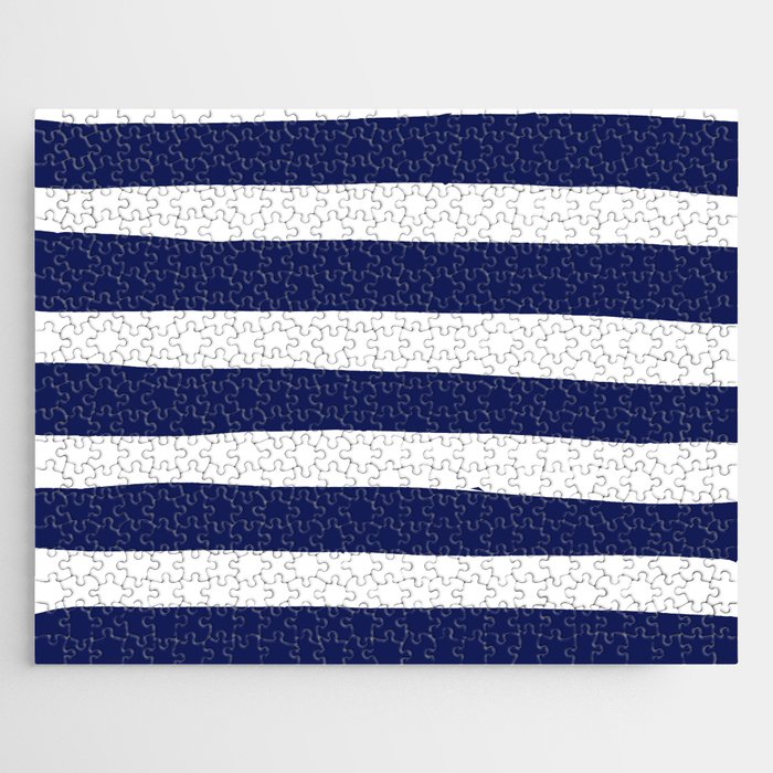 Uneven Stripes - Blue and White Jigsaw Puzzle