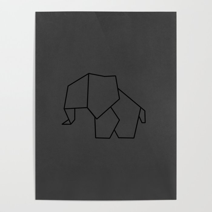 Origami Elephant Poster