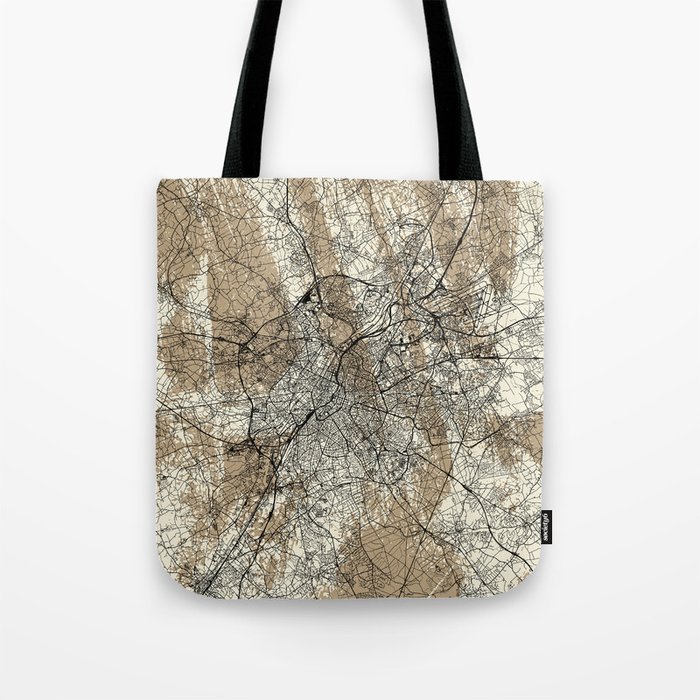 Brussels, Belgium - Artistic Map Art Print Tote Bag