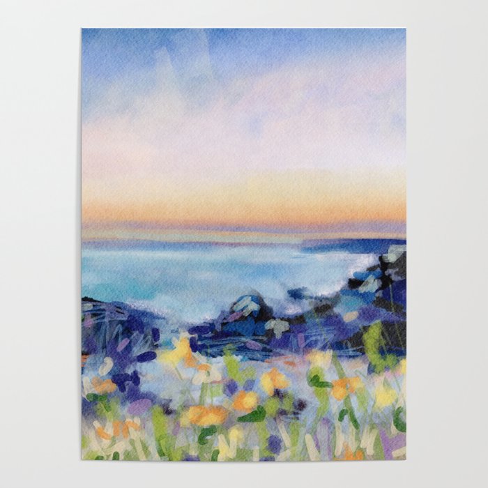 Jetty With Flowers Poster