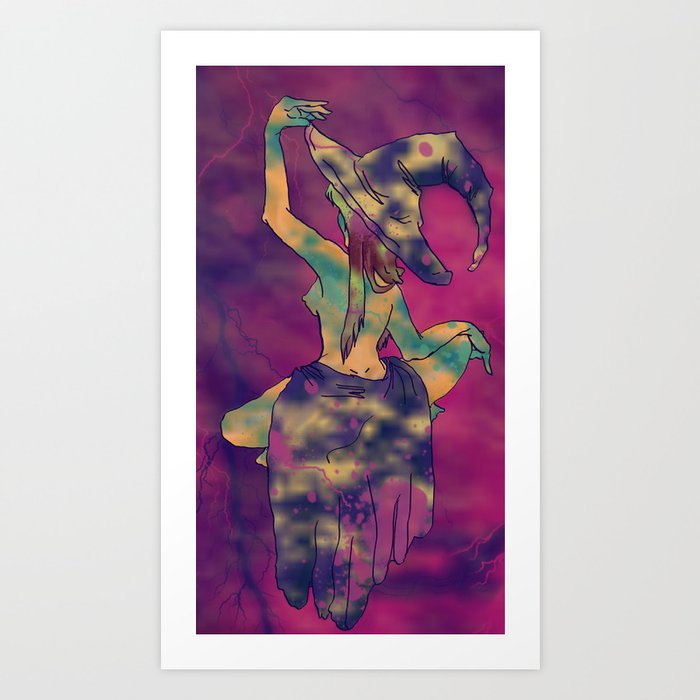Floating Witch: Psychedelic  Art Print