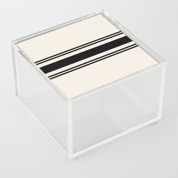 White and black retro 60s minimalistic stripes Acrylic Box