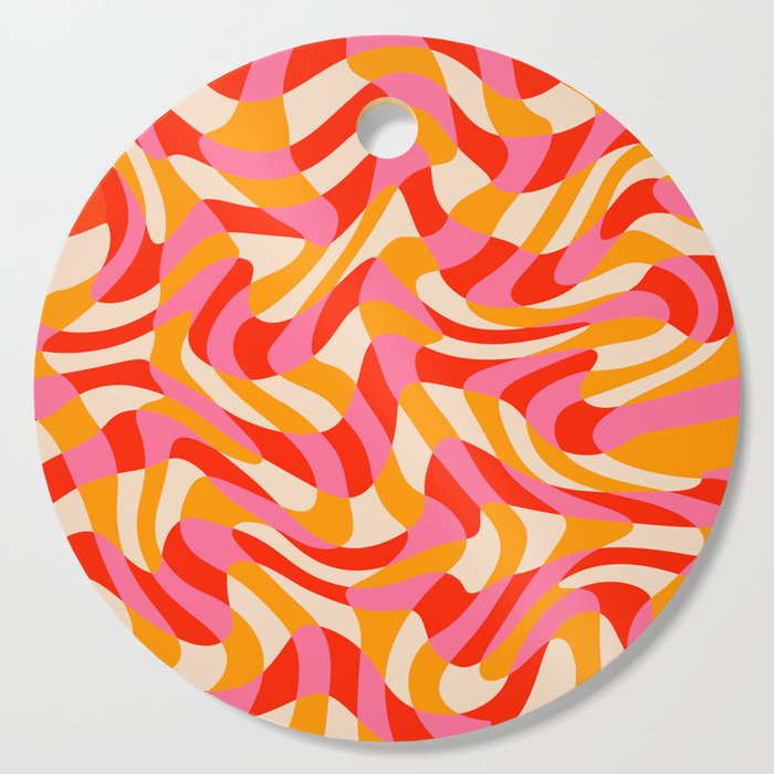 Abstract Retro Wavy Pattern Orange Yellow Cutting Board