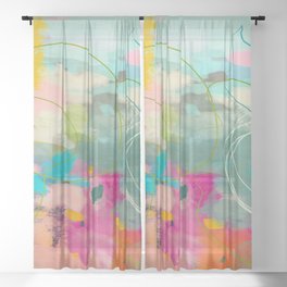 mixed abstract brush color study art 1 Sheer Curtain