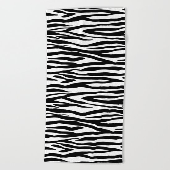 Zebra stripes pattern black and white Beach Towel