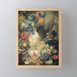 Still Life with Flowers, Fruit and Birds, Jan van Os, 1774 Framed Mini Art Print