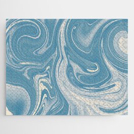 Milky blue liquify abstract Jigsaw Puzzle