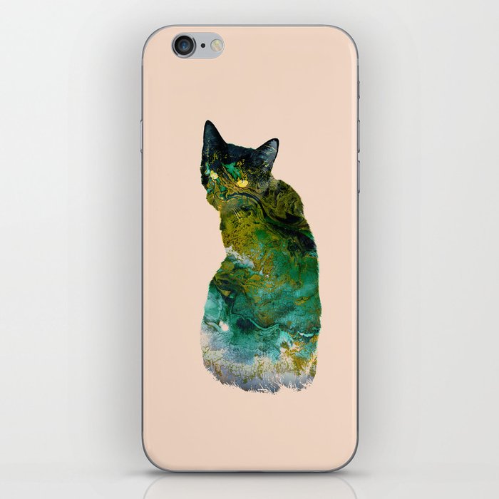 Marble Watercolor Cat iPhone Skin